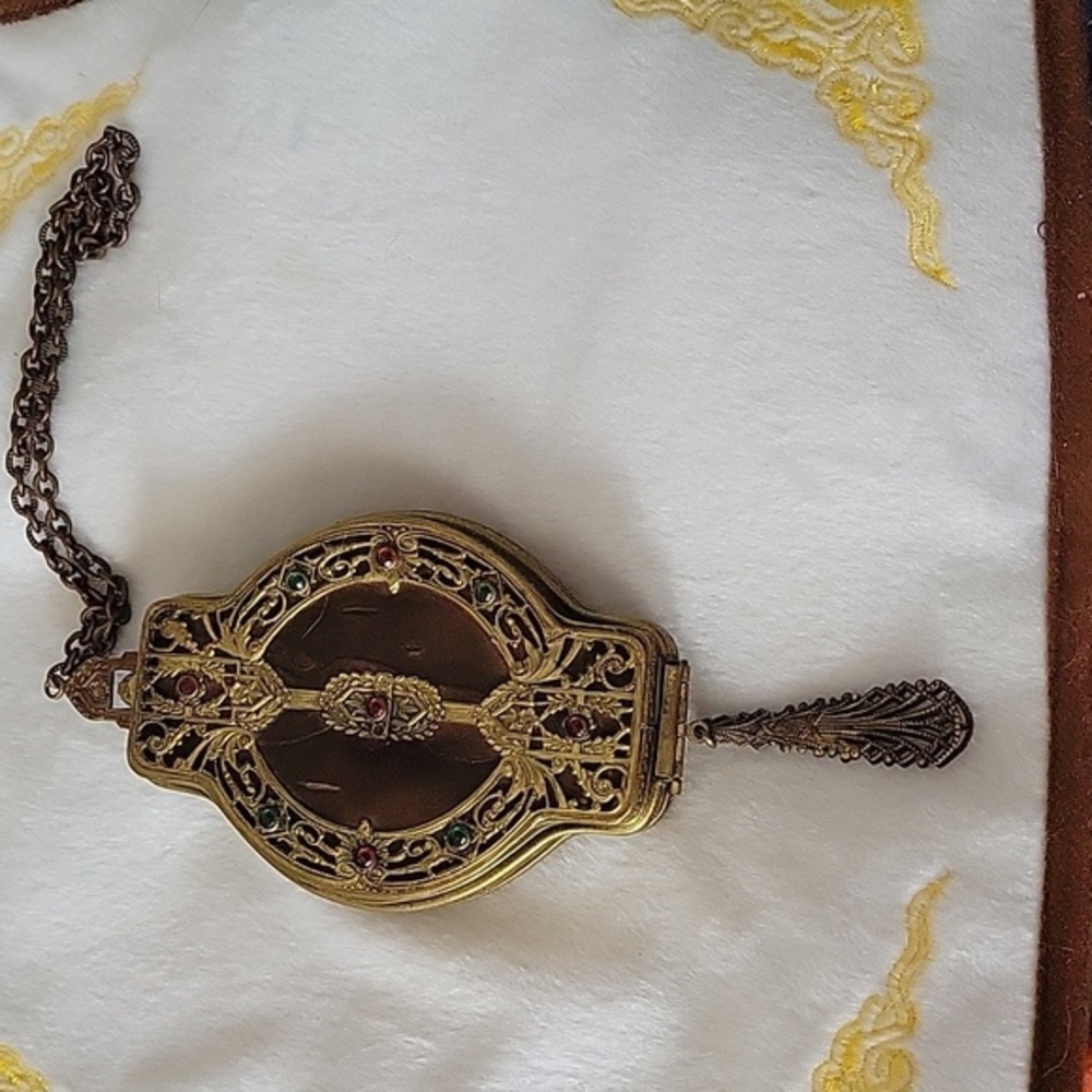 Very Rare 1800's Gold Filigree And Rhinestone Wrist Purse